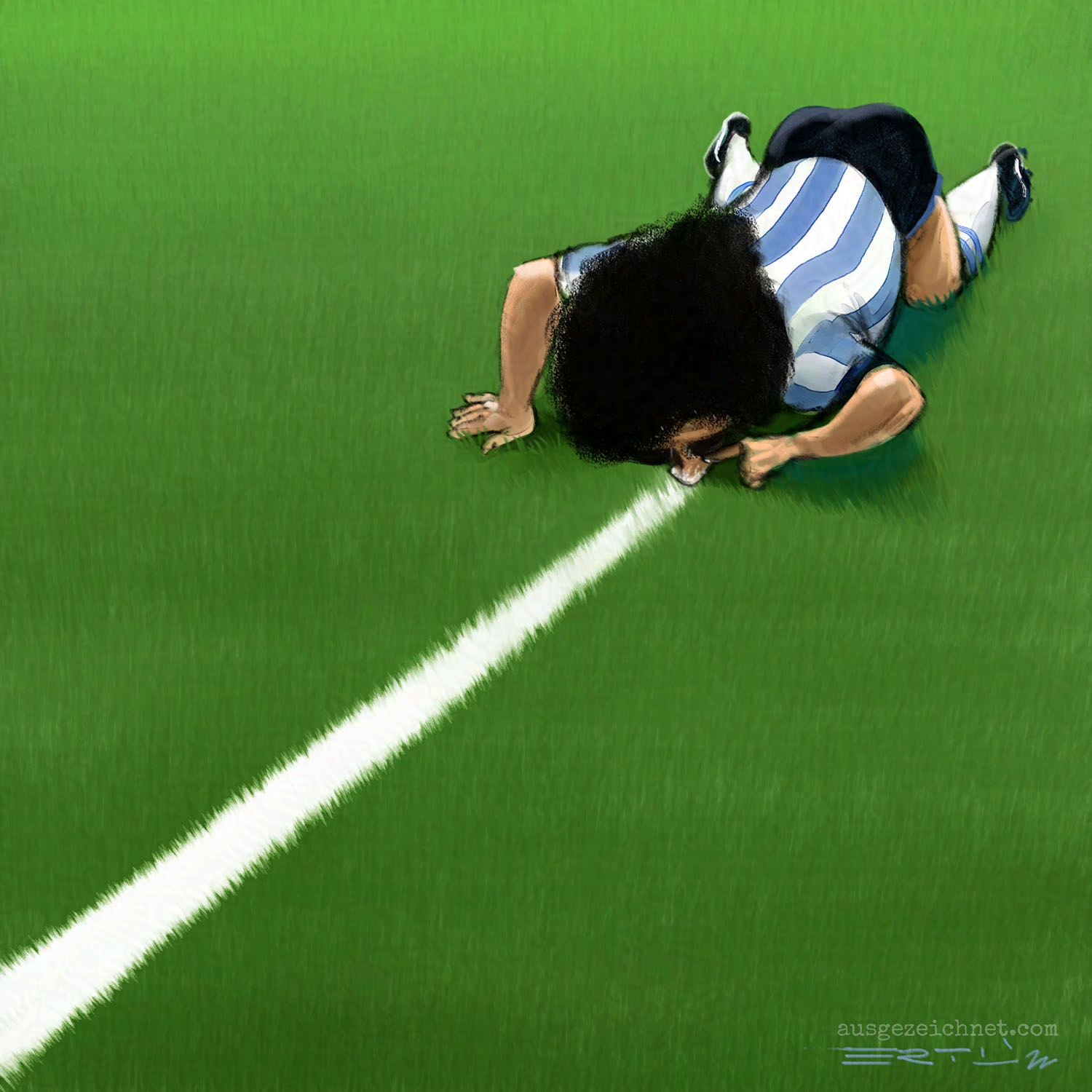 Diego Maradona on the line